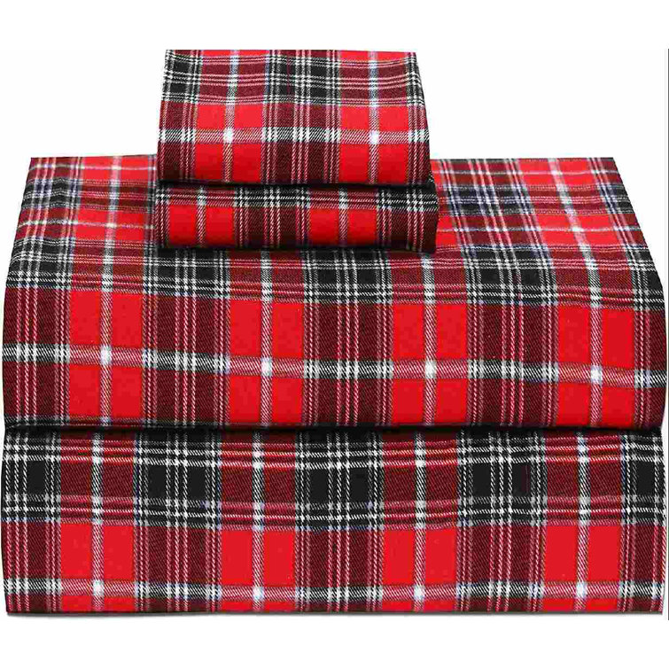 weilaicheng Plaid 100 Cotton Sheet Set Wayfair Canada